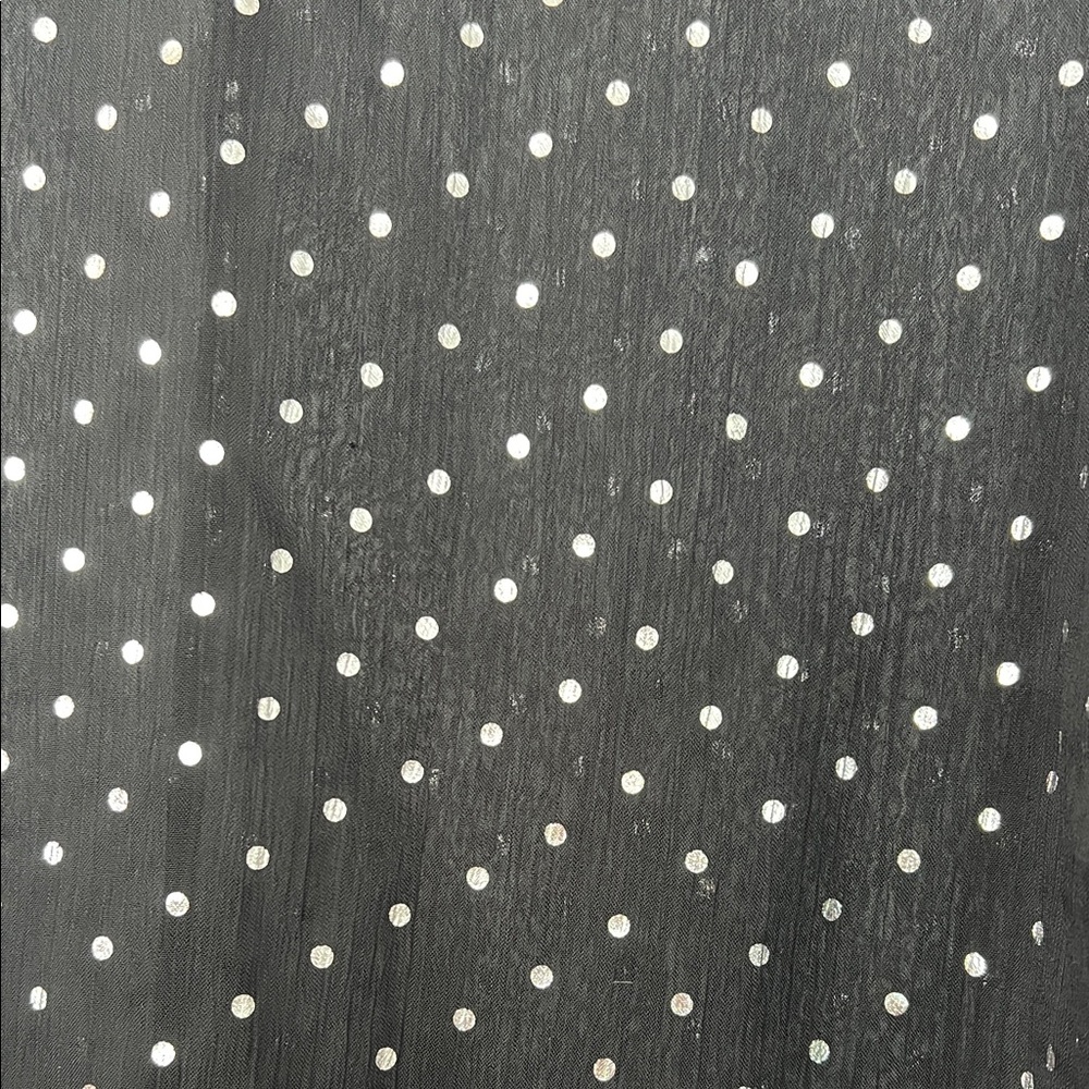 Elegant Black top with silver Polka Dot Ruffle Blouse - Picture 3 of 6